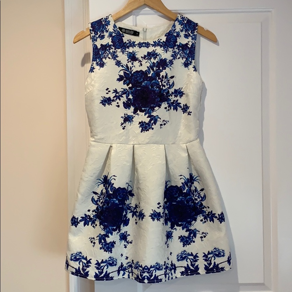 White and Blue floral mini dress